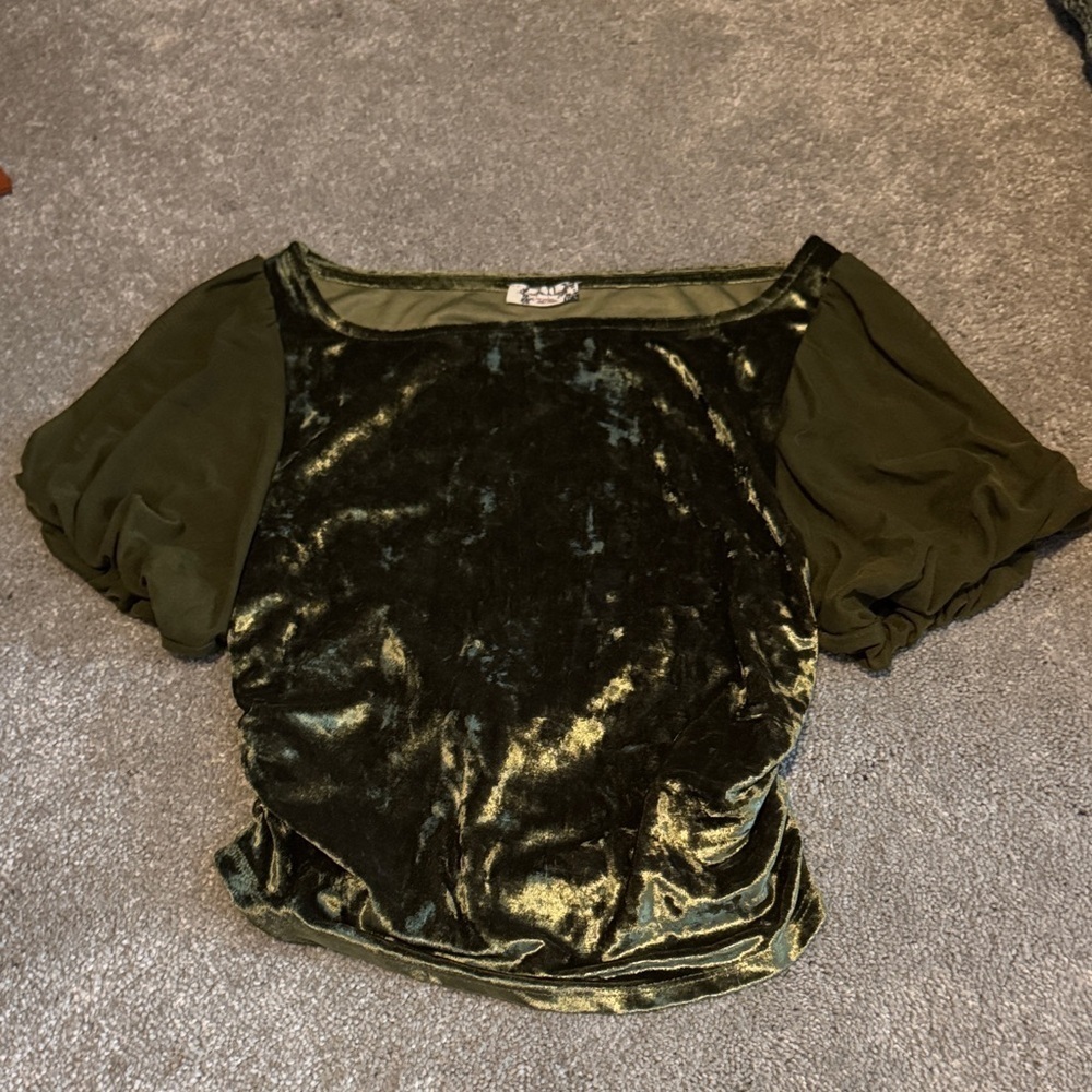 Free People Velvet Olive Blouse - Picture 1 of 2